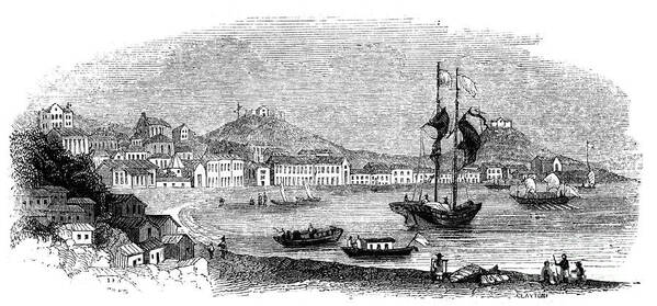 Macao Art Print featuring the drawing View Of Macao, 1847. Artist Giles by Print Collector