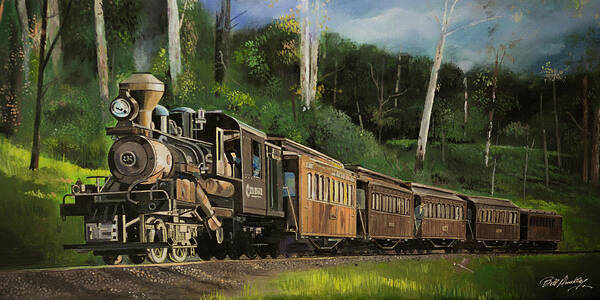 Vintage Art Print featuring the painting Vintage Steam Train by Bill Dunkley