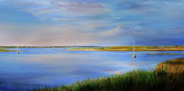 Cape Cod Art Print featuring the painting West Bay Landing, Osterville, late afternoon by Jonathan Gladding