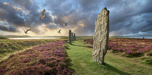 Ring Of Brodgar Art Print featuring the photograph Ancient Stone - Photo of The Ring of Brodgar Stone Circle, Orkney #1 by Paul E Williams