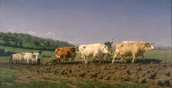 Ploughing In The Nivernais Art Print featuring the painting Ploughing in the Nivernais by Rosa Bonheur