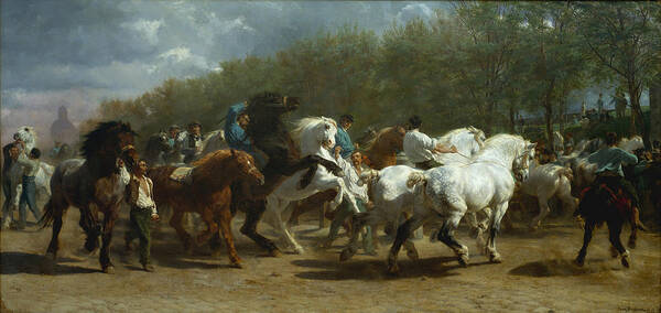 The Horse Fair Art Print featuring the painting The Horse Fair by Rosa Bonheur