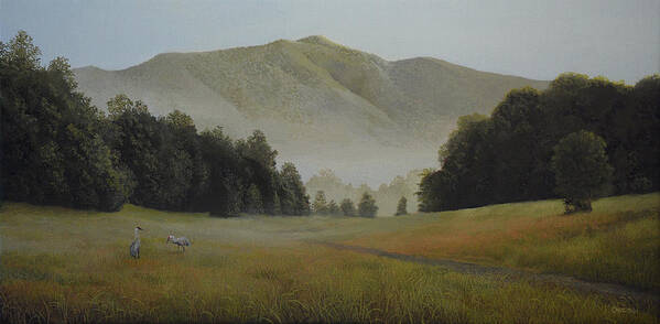 Appalachian Art Print featuring the painting Appalachian Sandhill Cranes by Charles Owens