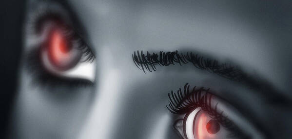 Eyes Art Print featuring the digital art Art - Eyes of Delusion by Matthias Zegveld