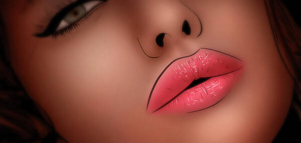 Kiss Art Print featuring the digital art Art - Fruitful Lips by Matthias Zegveld