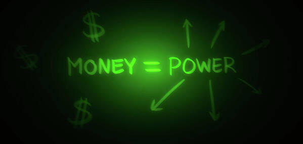 Green Art Print featuring the digital art Art - Money Equals Power by Matthias Zegveld