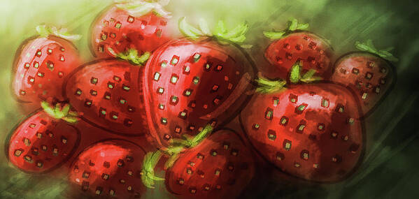 Strawberries Art Print featuring the digital art Art -- Paradise Strawberries by Matthias Zegveld