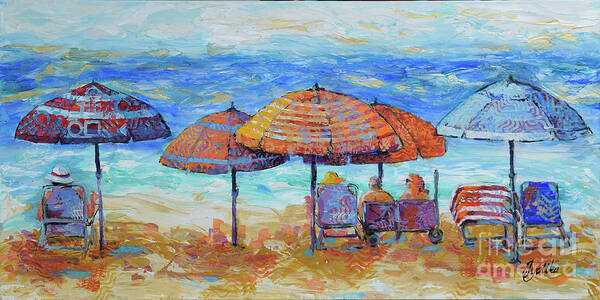  Art Print featuring the painting Beach Umbrellas by Jyotika Shroff
