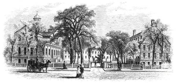 1874 Art Print featuring the drawing Boston College, 1874 by J Douglas Woodward