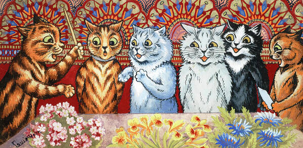 Louis Wain Poster - Kittens In The Kitchen - Louis Wain Cat Print