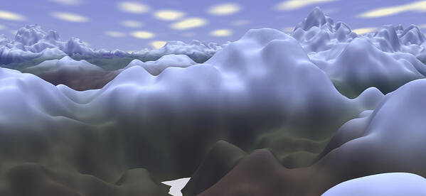 Exoplanet Art Print featuring the digital art Cloud Mountains by Bernie Sirelson