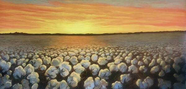 Southern Art Print featuring the painting Cotton Field Light by Jeanette Jarmon