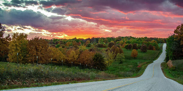 America Art Print featuring the photograph Country Road Sunset Panorama by Gregory Ballos