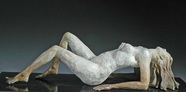 Female Reclining Nude Art Print featuring the sculpture Desiree by Eduardo Gomez