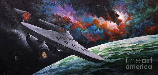 Star Trek Enterprise Art Print featuring the painting Enterprise by David Maynard