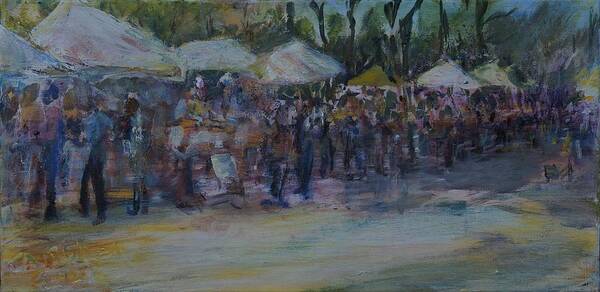 Plein Air Art Print featuring the painting Farmers Market by Helen Campbell