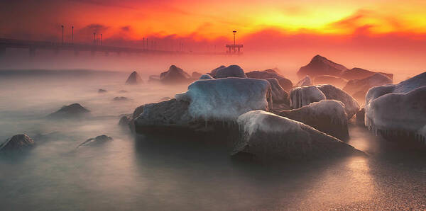 Black Sea Art Print featuring the photograph Frozen Seacoast by Evgeni Dinev