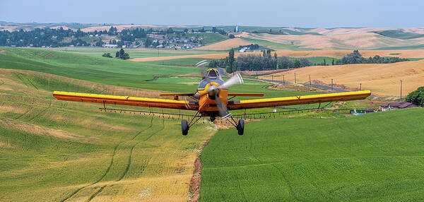 Palouse Art Print featuring the photograph Genesee Crop Dusting. by Doug Davidson