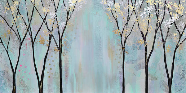 Trees Art Print featuring the painting Gilded Forest by Shadia Derbyshire