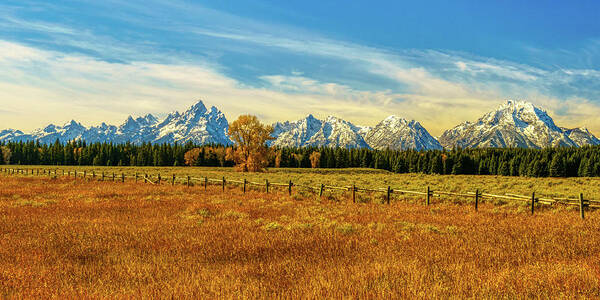 Panorama Art Print featuring the photograph Grand Tetons Range Panorama by Kenneth Everett