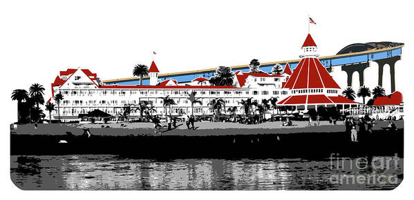 Glenn Mcnary Art Print featuring the digital art Hotel Del Coronado Bridge Collage by Glenn McNary