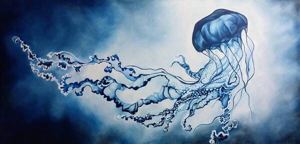 Jellyfish Art Print featuring the painting Jellyfish dreams by Sabrina Motta