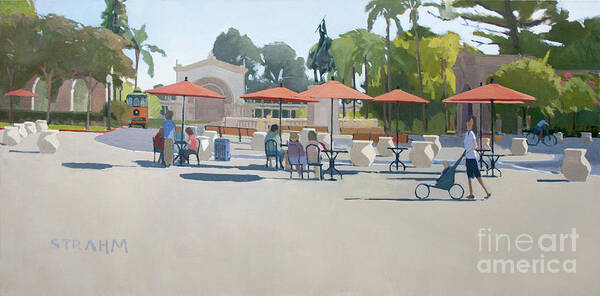 Balboa Park Art Print featuring the painting Leisure Time, Balboa Park - San Diego, California by Paul Strahm