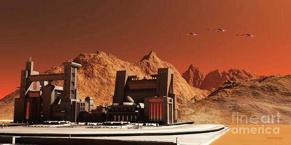 Mars Art Print featuring the digital art Mars Landscape by Corey Ford
