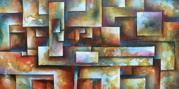 Geometric Art Print featuring the painting Maze 1 by Michael Lang