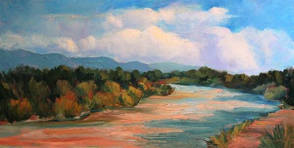 Plein Air Art Print featuring the painting Muddy River after the Rain by Marian Berg