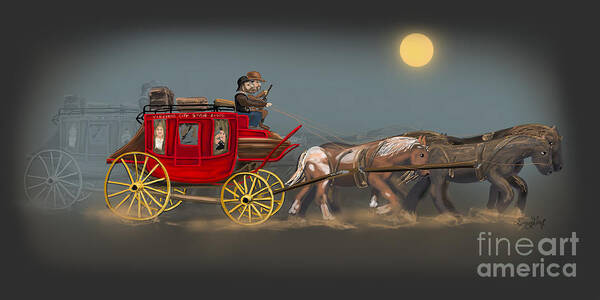 Stagecoach Art Print featuring the digital art Out of the West by Doug Gist
