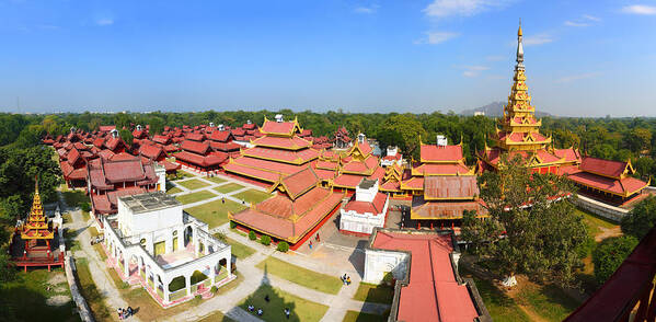 Mandalay Art Print featuring the photograph Panorama of Royal Palace in Mandalay by Mikhail Kokhanchikov