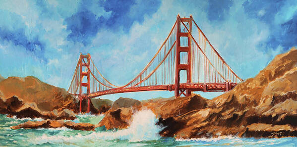San Francisco Art Print featuring the painting San Francisco Golden Gate by Sv Bell