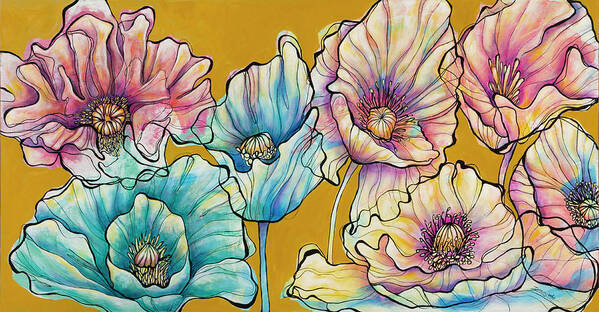 Poppy Painting Art Print featuring the painting Seven Sages by Darcy Lee Saxton