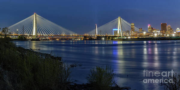 Night Art Print featuring the photograph Stan Musial Bridge by Tom Watkins PVminer pixs