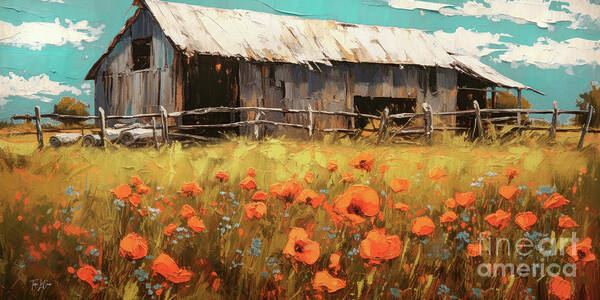 Barn Art Print featuring the painting This Old Barn by Tina LeCour