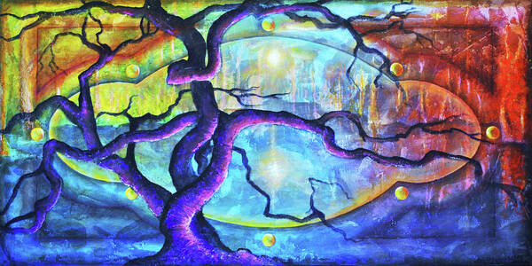 Tree Of Life Art Print featuring the painting Tree of Life Pleiadean Portal by Kevin Chasing Wolf Hutchins