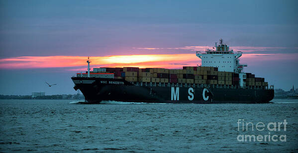 Msc Art Print featuring the photograph Twilight Departure - Charleston by Dale Powell