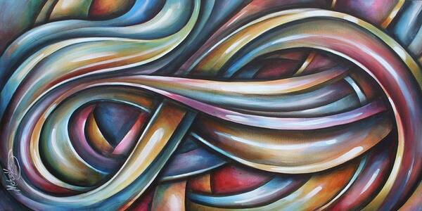 Abstract Design Art Print featuring the painting 'Twisted' by Michael Lang