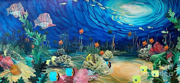 Sea Art Print featuring the painting Under the Sea by Merana Cadorette