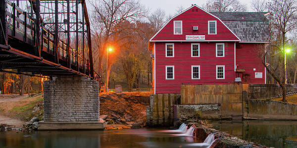War Eagle Mill Art Print featuring the photograph War Eagle Mill Mill and Creek Panorama by Gregory Ballos