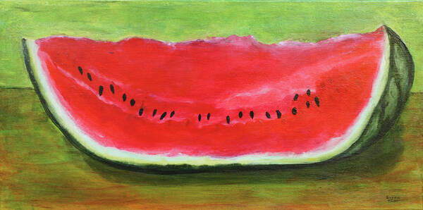 Watermelon Art Print featuring the painting Watermelon Slice by Gitta Brewster