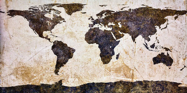 Earth Art Print featuring the mixed media World Map Abstract by Bob Orsillo