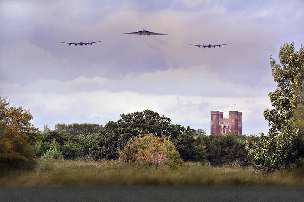 Avro Art Print featuring the photograph Avro Trio over Tattershall Castle by Jason Green