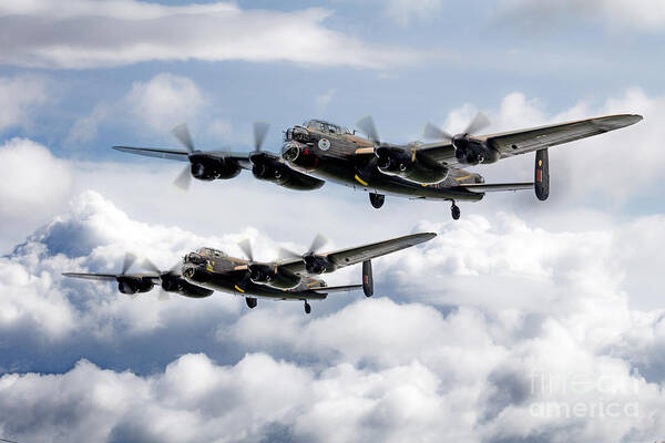 Avro Lancaster Art Print featuring the digital art Flying Lancasters by Airpower Art