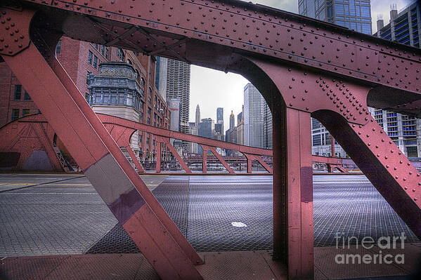 Chicago Art Print featuring the photograph 0528 LaSalle Street Bridge Chicago by Steve Sturgill