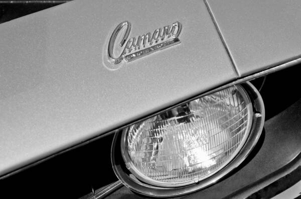 1969 Chevrolet Camaro Headlight Emblem Art Print featuring the photograph 1969 Chevrolet Camaro Headlight Emblem by Jill Reger