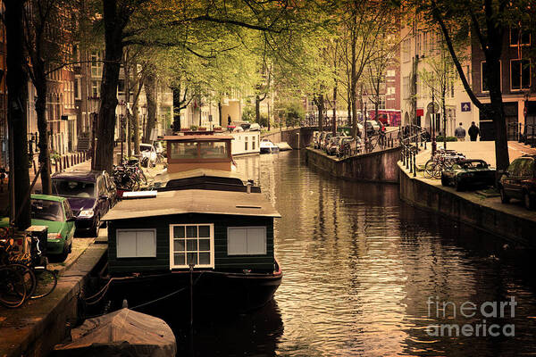 Amsterdam Art Print featuring the photograph Amsterdam romantic canal #1 by Michal Bednarek