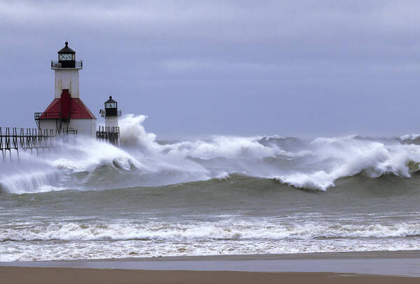 Lake Michigan Art Print featuring the photograph Angry Lake Michigan by John Crothers