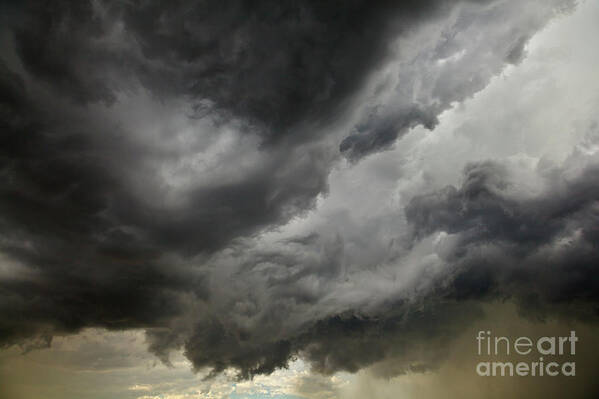 00559183 Art Print featuring the photograph Dark Billowing Clouds At Sunset North Dakota by Yva Momatiuk John Eastcott